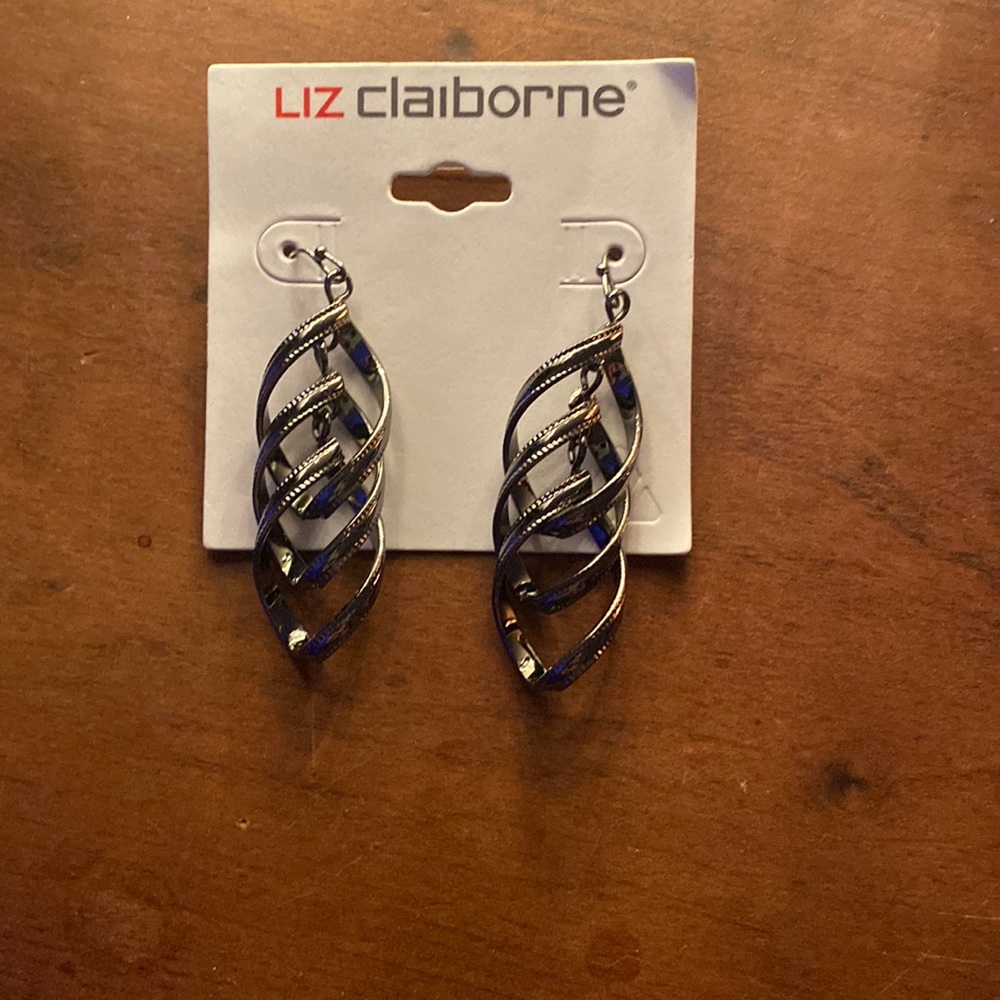 Womens dark grey dangle earrings
